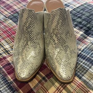 Chinese Laundry Metallic Snakeskin Mules